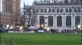 British farmers in tractors can be seen arriving to  take over Westminster in massive protest