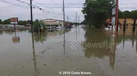 Drone footage of Katy in Texas underwater following flooding