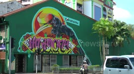 Graffiti featuring a hornbill in Sarawak,Borneo