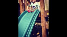 DUPLICATE Toddler 'wipes out' on play area slide
