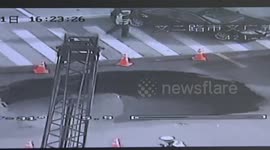 Road collapses causing sinkhole in China