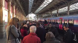 Massive queue at Preston Station.