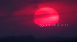 Beautiful red sunset in Minnesota, USA