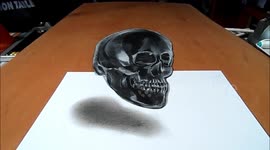How to Draw 3D Crystal Skull, Optical Illusion by Vamos