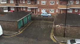 Rare April snow in London, UK