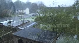 Hail and lightning storm hits Derbyshire, UK
