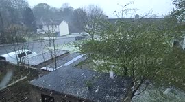 Hail and lightning storm hits Derbyshire, UK