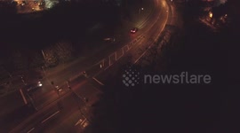 Drone footage of road traffic accident in Epsom