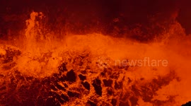 Impressive footage of a churning lava lake