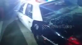 Protesters destroy 'cop' car near Donld Trump rally