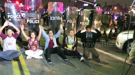 Protesters run amok at the Donald Trump rally at the Costa Mesa Fairgrounds in Costa Mesa, CA