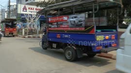 Myanmar bone shaker taxi in Tachileik