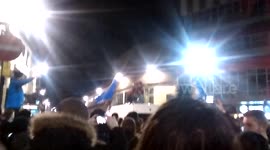 Monday Night Celebrations in Leicester City Centre, Fans Climb Onto a Van!