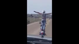 Daredevil from Canada pulls off crazy motorbike stunt