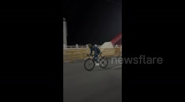 Man's Unconventional Cycling Workout in Jiangxi, China