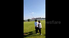 Flying a large kite in Xuzhou, China