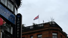 British Flag next to Sondheim Theatre, London, United Kingdom