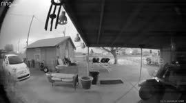Couple slip on black ice one after the other in hilarious scene