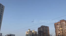 Reflective tape bursts into flames after touching power line