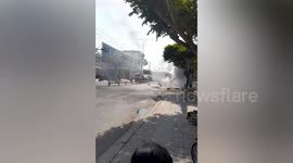 Truck carrying toys crashes and catches fire in Vietnam