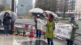 Japanese rally outside PM residence to protest relaxed arms export control