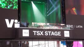 Shakira performs on balcony of TSX Broadway on Times Square in New York