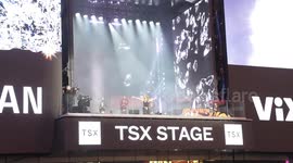 Shakira performs on balcony of TSX Broadway on Times Square in New York