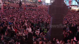 Thousands of fans attended as Shakira performs on balcony of TSX Broadway on Times Square in New York