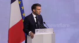 Emmanuel Macron speaks at the Brazil-France Forum in Sao Paulo, Brazil