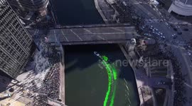 2024 St. Patrick's Day River Dyeing in Chicago, USA