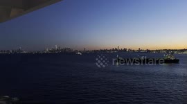 Cruise Ship Passing through the Narrows in New York Harbor, NYC