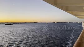 Approaching Manhattan on a Large Cruise Ship just before Sunrise