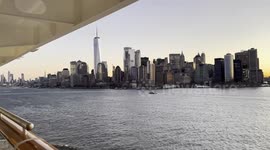 Tip of Lower Manhattan from the Hudson River just before Sunrise