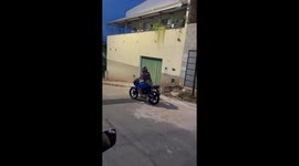 Motorbike Loses Wheel During Maneuver