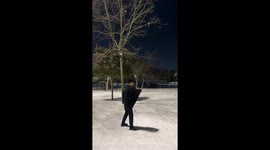 Snowy Day Mishap: Man's Attempt at Martial Arts Snowball Kick Goes Awry in China