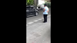 Worker negotiates busy road to save stranded kitten