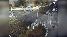People Violating Rules at Train Tracks Level Crossing in Worcestershire, UK