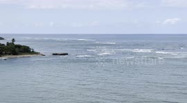 View from of Crashing Waves from Puerto Plata Cruise Port in the Dominican Republic