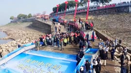 Over 110,000 Chinese sturgeons released into Yangtze River in Hubei, China