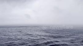Edge of a Caribbean Rainstorm while at Sea on a Large Cruise Ship