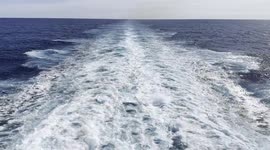 View of the Wake off the Back of a Large Cruise Ship while at Sea