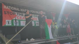 Speakers Jeremy Corbyn rally for a ceasefire in Trafalgar Square, London, UK