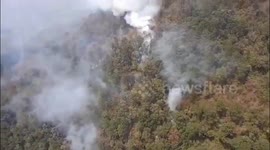 Air Force Helicopter Battles Blaze in San Agustin Acasaguastlan, Guatemala
