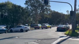 Police close off part of Arthur Street on the border of Homebush West and Strathfield in Sydney, Australia after incident