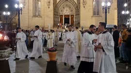 Roman Catholic Church Holds Easter Vigil In Sao Paulo, Brazil