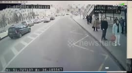 Bus brake failure causes multiple-vehicle collision in Kursk, Russia.