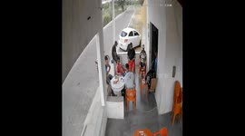 Man Stumbles Backward Off Porch