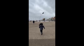 Blackpool mu daughter is running and then she fell on the ground that time