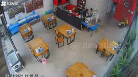 Neighbouring cafe damaged during demolition of building next door