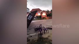 Storm blows over marquee in Thailand